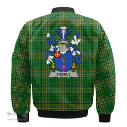 Irish Turnly or Turnley Coat of Arms Family Crest Ireland Bomber Jacket Irish National Tartan Irish County Jacket