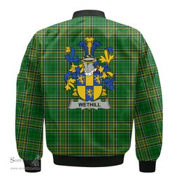 Irish Wethill Coat of Arms Family Crest Ireland Bomber Jacket Irish National Tartan Irish County Jacket
