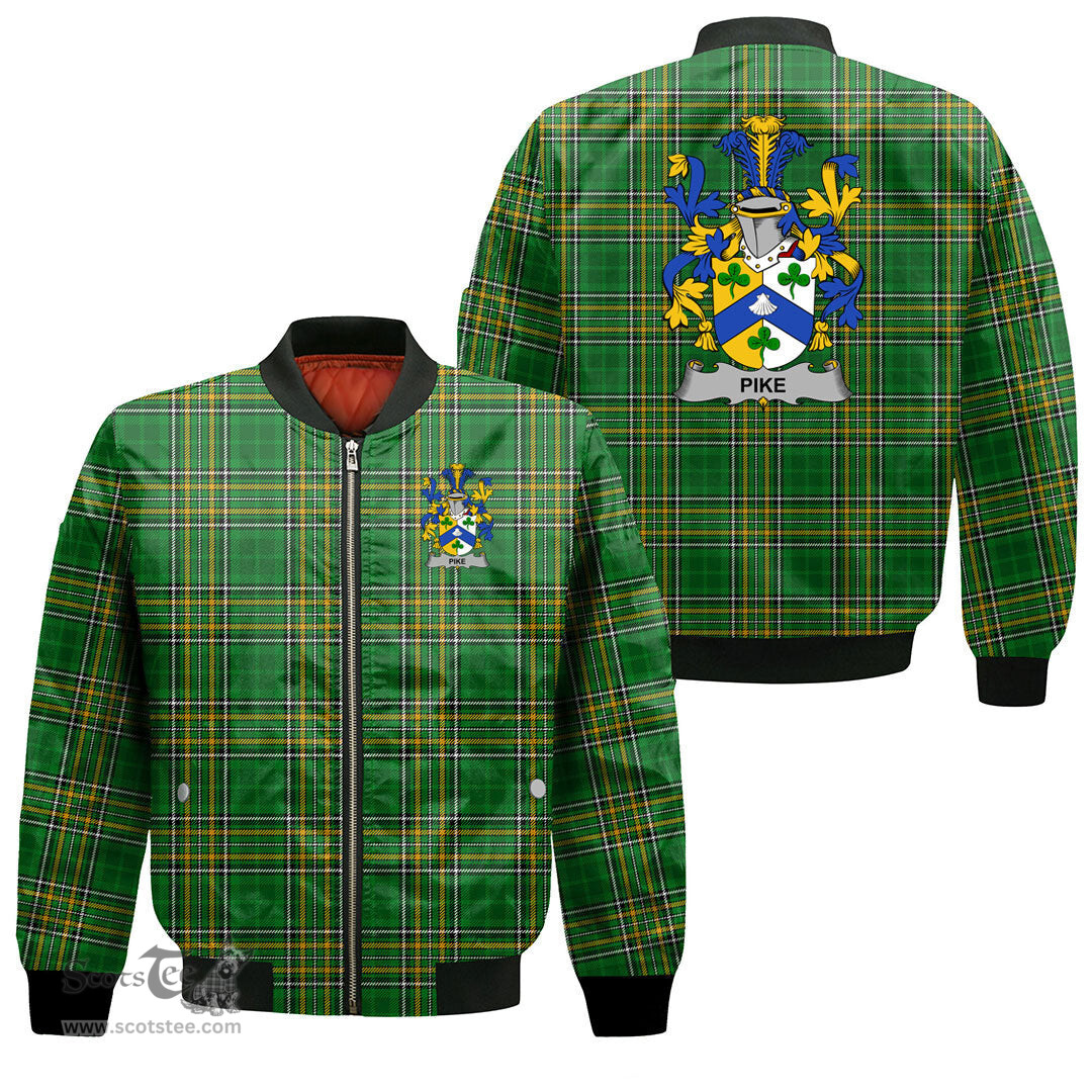 Irish Pike Coat of Arms Family Crest Ireland Bomber Jacket Irish National Tartan Irish County Jacket
