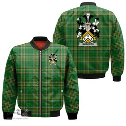 Irish Roberts Coat of Arms Family Crest Ireland Bomber Jacket Irish National Tartan Irish County Jacket