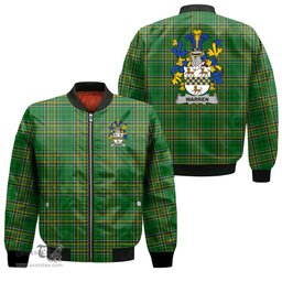 Irish Warren Coat of Arms Family Crest Ireland Bomber Jacket Irish National Tartan Irish County Jacket