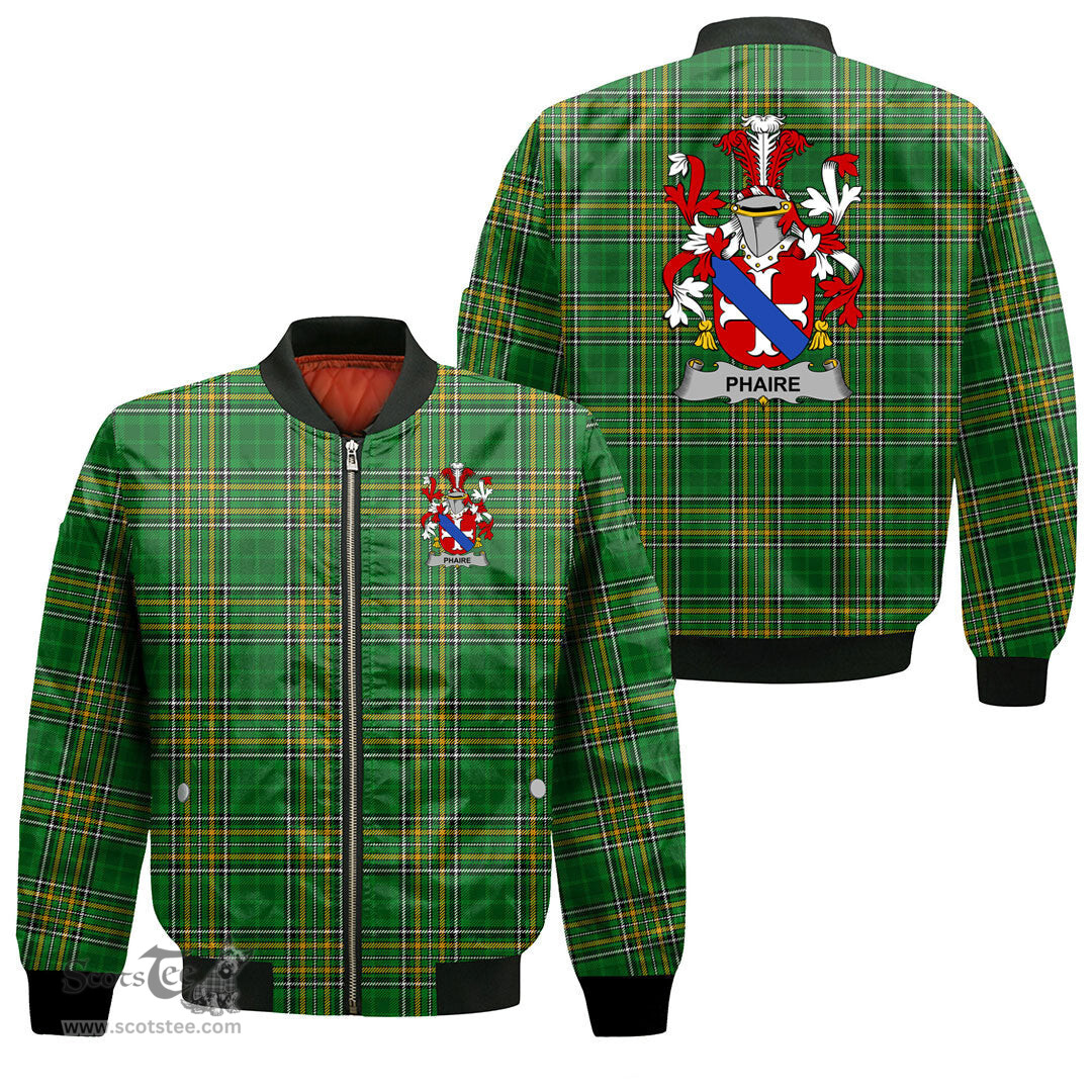 Irish Phaire Coat of Arms Family Crest Ireland Bomber Jacket Irish National Tartan Irish County Jacket