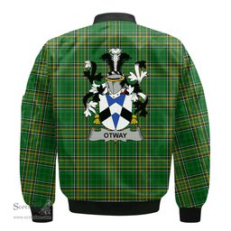 Irish Otway Coat of Arms Family Crest Ireland Bomber Jacket Irish National Tartan Irish County Jacket