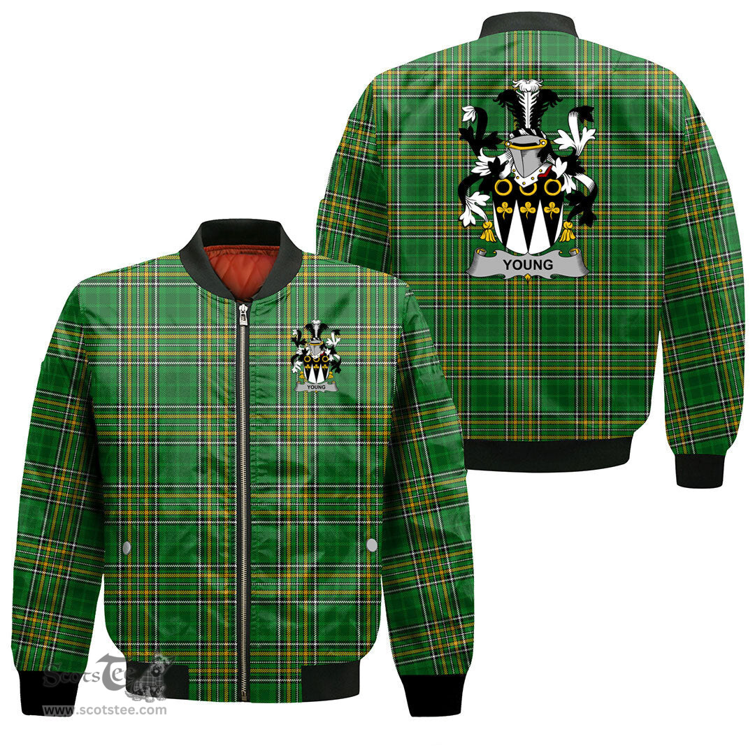 Irish Young Coat of Arms Family Crest Ireland Bomber Jacket Irish National Tartan Irish County Jacket