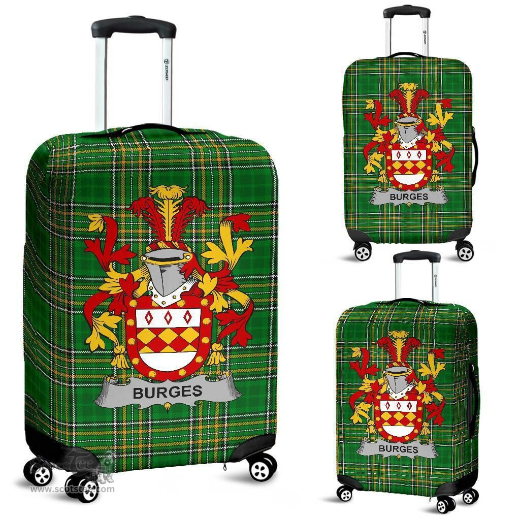 Irish Burges Coat of Arms Family Crest Ireland Luggage Cover Irish National Tartan Irish County Luggage Cover