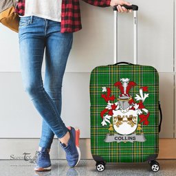 Irish Collins Coat of Arms Family Crest Ireland Luggage Cover Irish National Tartan Irish County Luggage Cover