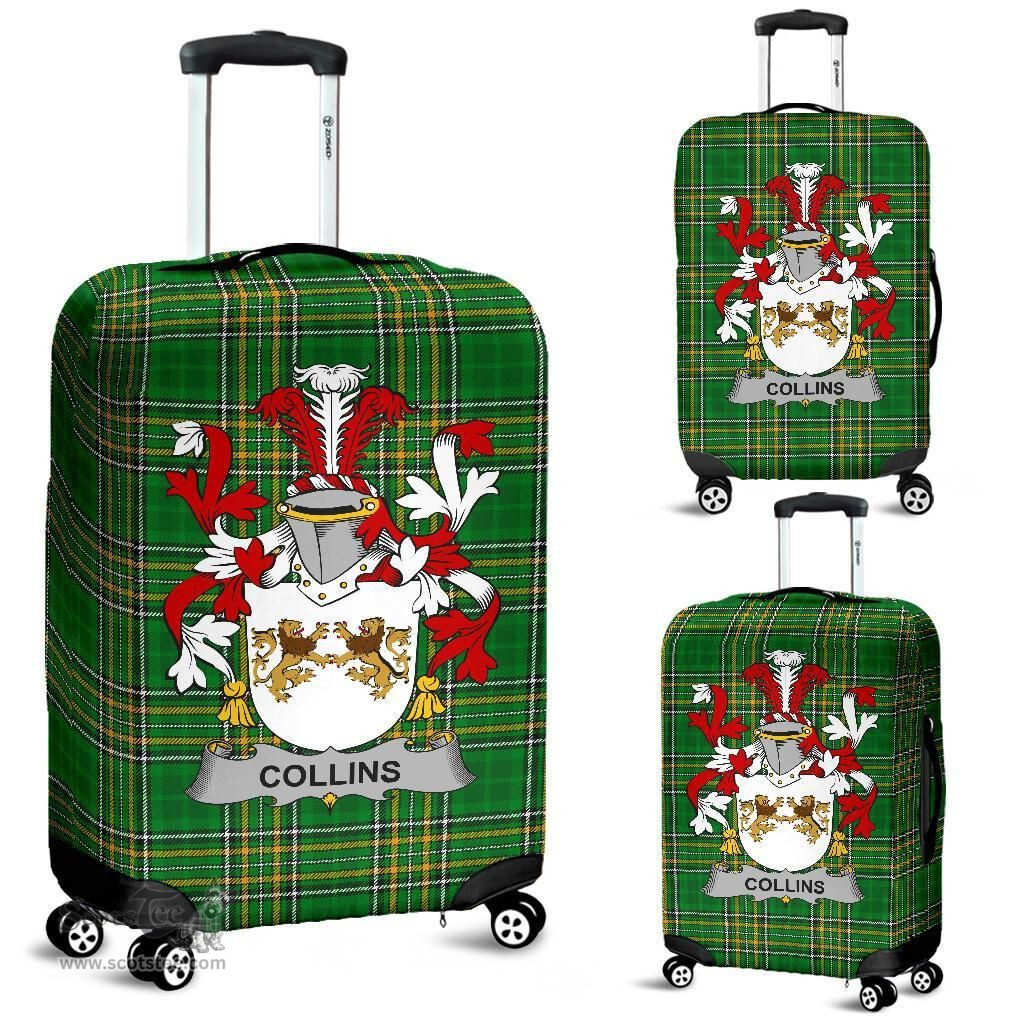 Irish Collins Coat of Arms Family Crest Ireland Luggage Cover Irish National Tartan Irish County Luggage Cover