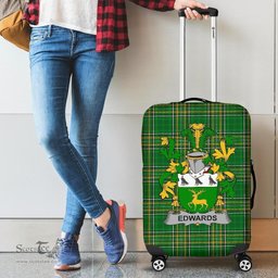 Irish Edwards Coat of Arms Family Crest Ireland Luggage Cover Irish National Tartan Irish County Luggage Cover