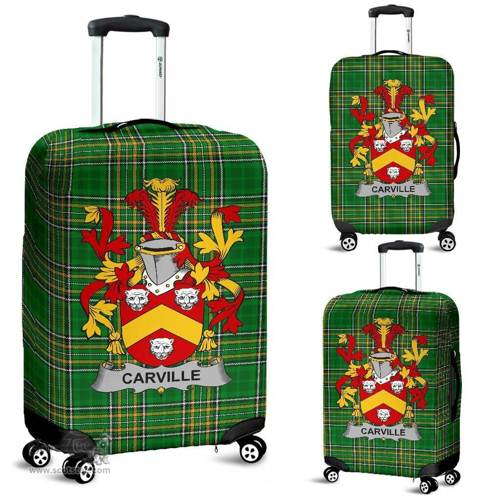 Irish Carville or McCarville Coat of Arms Family Crest Ireland Luggage Cover Irish National Tartan Irish County Luggage Cover