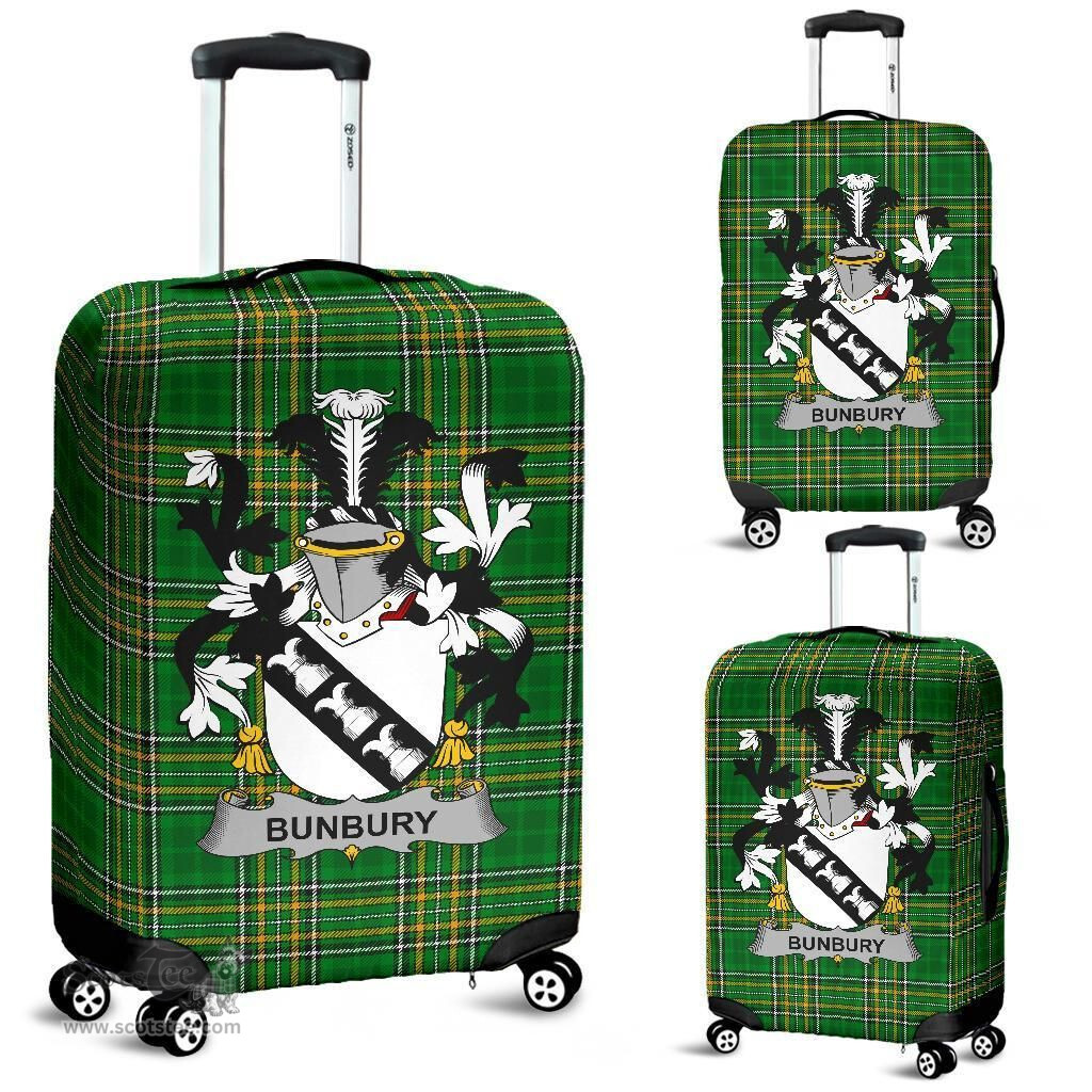 Irish Bunbury Coat of Arms Family Crest Ireland Luggage Cover Irish National Tartan Irish County Luggage Cover