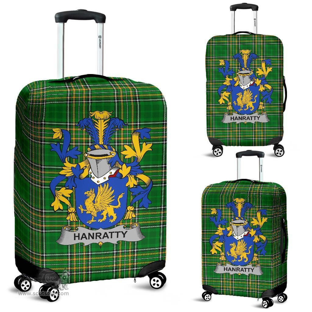 Irish Hanratty or O'Hanraghty Coat of Arms Family Crest Ireland Luggage Cover Irish National Tartan Irish County Luggage Cover