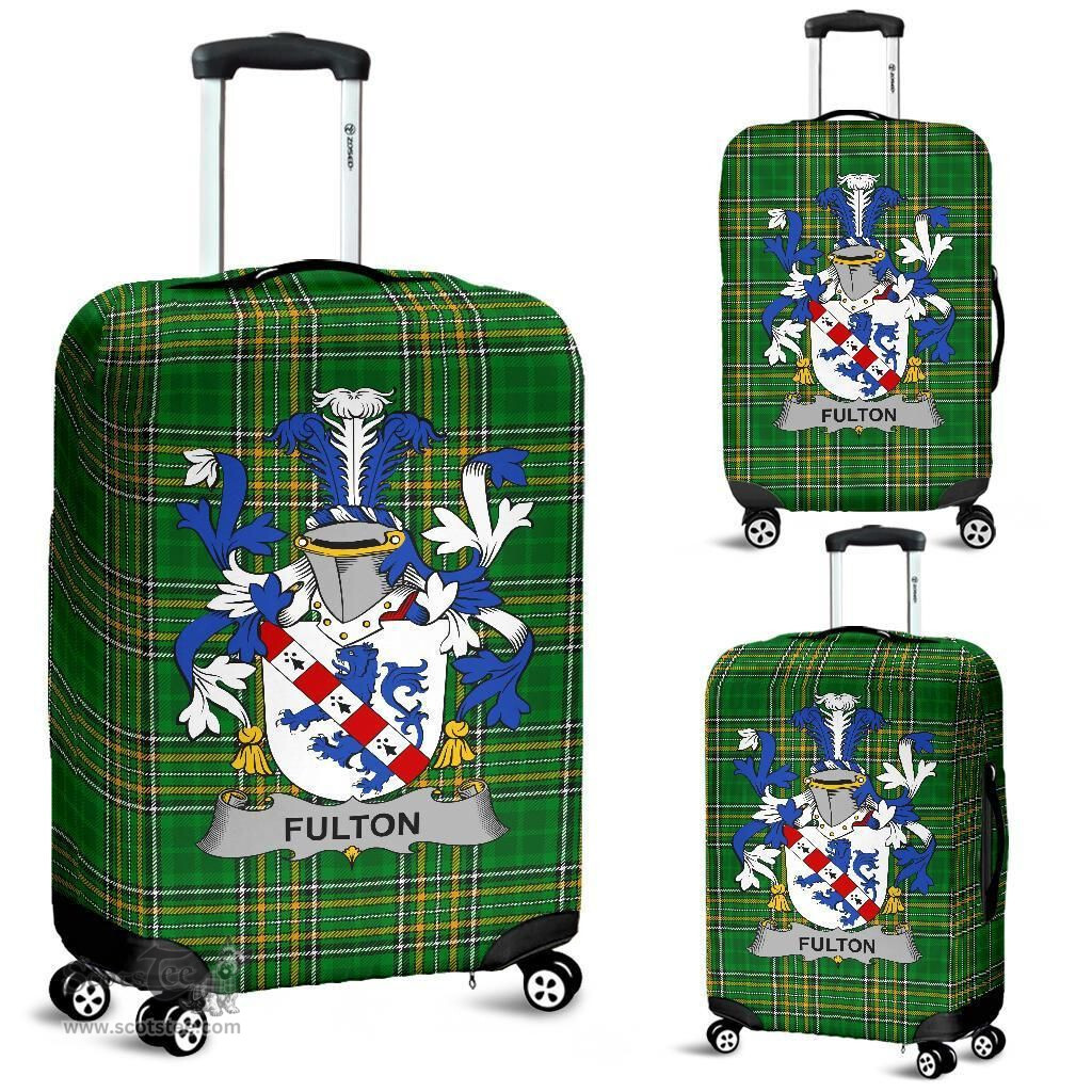 Irish Fulton Coat of Arms Family Crest Ireland Luggage Cover Irish National Tartan Irish County Luggage Cover