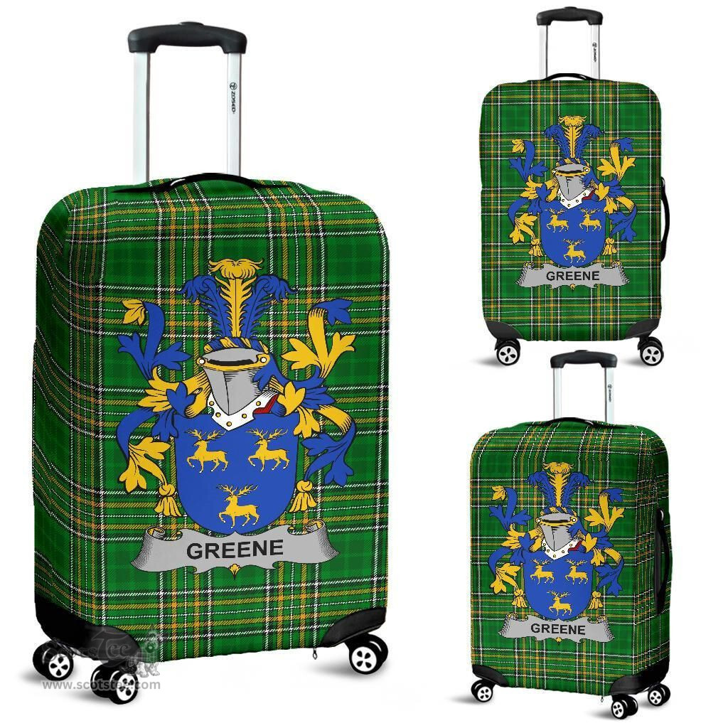 Irish Greene Coat of Arms Family Crest Ireland Luggage Cover Irish National Tartan Irish County Luggage Cover