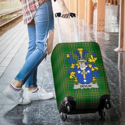 Irish Devlin or O'Devlin Coat of Arms Family Crest Ireland Luggage Cover Irish National Tartan Irish County Luggage Cover