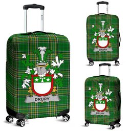 Irish Drury or McDrury Coat of Arms Family Crest Ireland Luggage Cover Irish National Tartan Irish County Luggage Cover