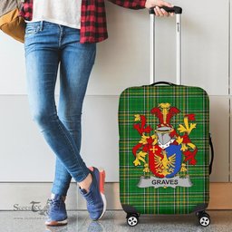 Irish Graves or Greaves Coat of Arms Family Crest Ireland Luggage Cover Irish National Tartan Irish County Luggage Cover