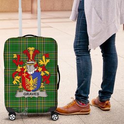 Irish Graves or Greaves Coat of Arms Family Crest Ireland Luggage Cover Irish National Tartan Irish County Luggage Cover