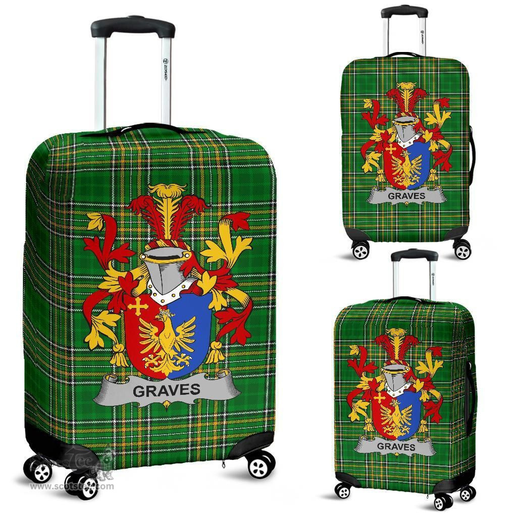 Irish Graves or Greaves Coat of Arms Family Crest Ireland Luggage Cover Irish National Tartan Irish County Luggage Cover