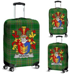 Irish Graves or Greaves Coat of Arms Family Crest Ireland Luggage Cover Irish National Tartan Irish County Luggage Cover