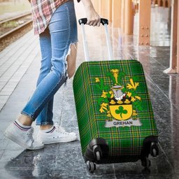Irish Grehan or O'Greaghan Coat of Arms Family Crest Ireland Luggage Cover Irish National Tartan Irish County Luggage Cover
