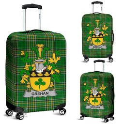 Irish Grehan or O'Greaghan Coat of Arms Family Crest Ireland Luggage Cover Irish National Tartan Irish County Luggage Cover