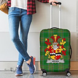 Irish Hicks Coat of Arms Family Crest Ireland Luggage Cover Irish National Tartan Irish County Luggage Cover