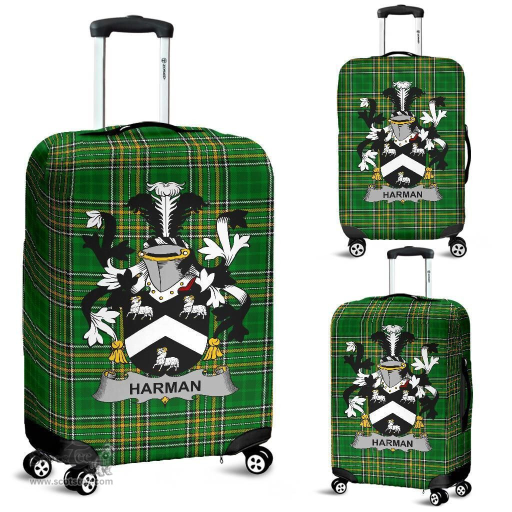 Irish Harman Coat of Arms Family Crest Ireland Luggage Cover Irish National Tartan Irish County Luggage Cover