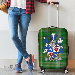 Irish Shearman Coat of Arms Family Crest Ireland Luggage Cover Irish National Tartan Irish County Luggage Cover