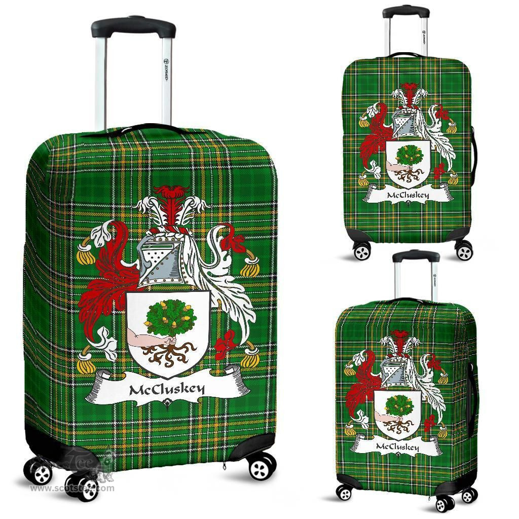 Irish McCluskey Coat of Arms Family Crest Ireland Luggage Cover Irish National Tartan Irish County Luggage Cover