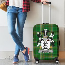 Irish Lovett Coat of Arms Family Crest Ireland Luggage Cover Irish National Tartan Irish County Luggage Cover