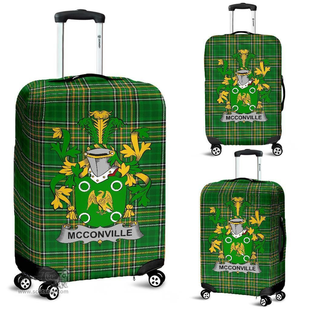 Irish McConville Coat of Arms Family Crest Ireland Luggage Cover Irish National Tartan Irish County Luggage Cover