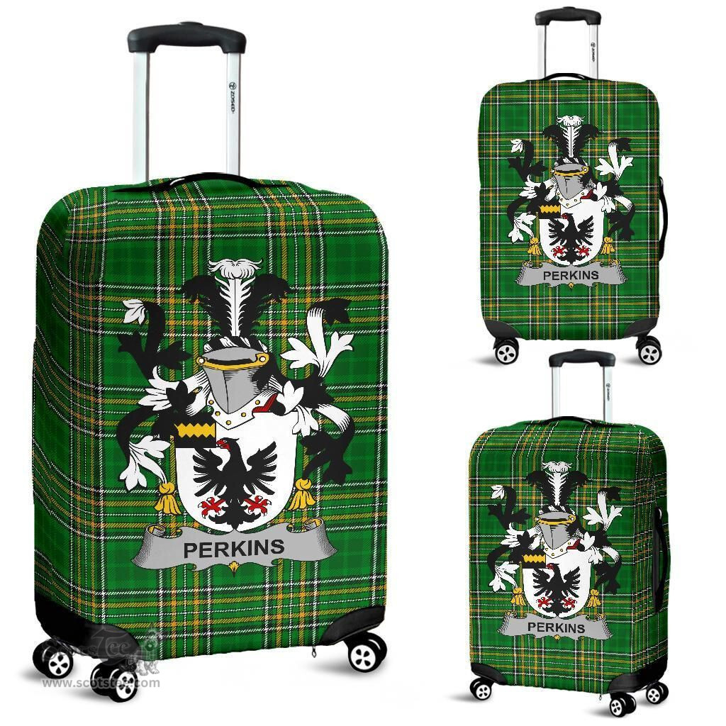 Irish Perkins Coat of Arms Family Crest Ireland Luggage Cover Irish National Tartan Irish County Luggage Cover