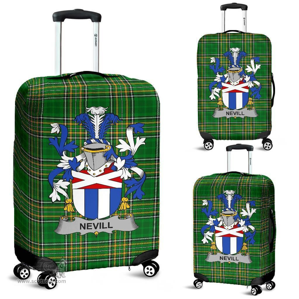 Irish Nevill or Neville Coat of Arms Family Crest Ireland Luggage Cover Irish National Tartan Irish County Luggage Cover