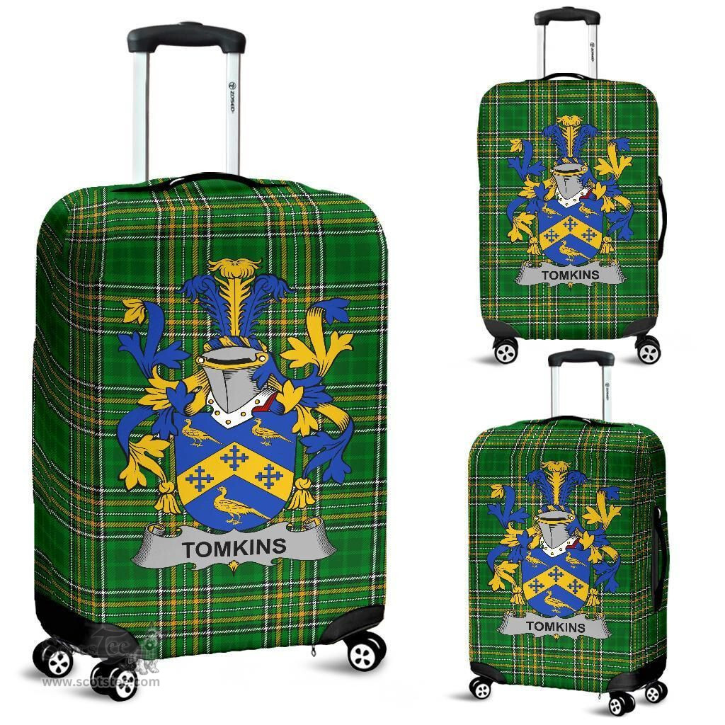 Irish Tomkins Coat of Arms Family Crest Ireland Luggage Cover Irish National Tartan Irish County Luggage Cover
