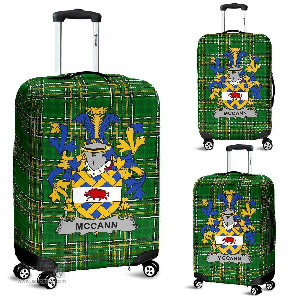 Irish McCann Coat of Arms Family Crest Ireland Luggage Cover Irish National Tartan Irish County Luggage Cover