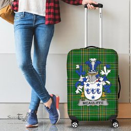 Irish McAuliffe Coat of Arms Family Crest Ireland Luggage Cover Irish National Tartan Irish County Luggage Cover