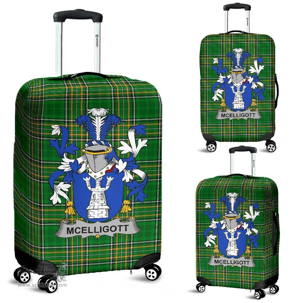 Irish McElligott Coat of Arms Family Crest Ireland Luggage Cover Irish National Tartan Irish County Luggage Cover
