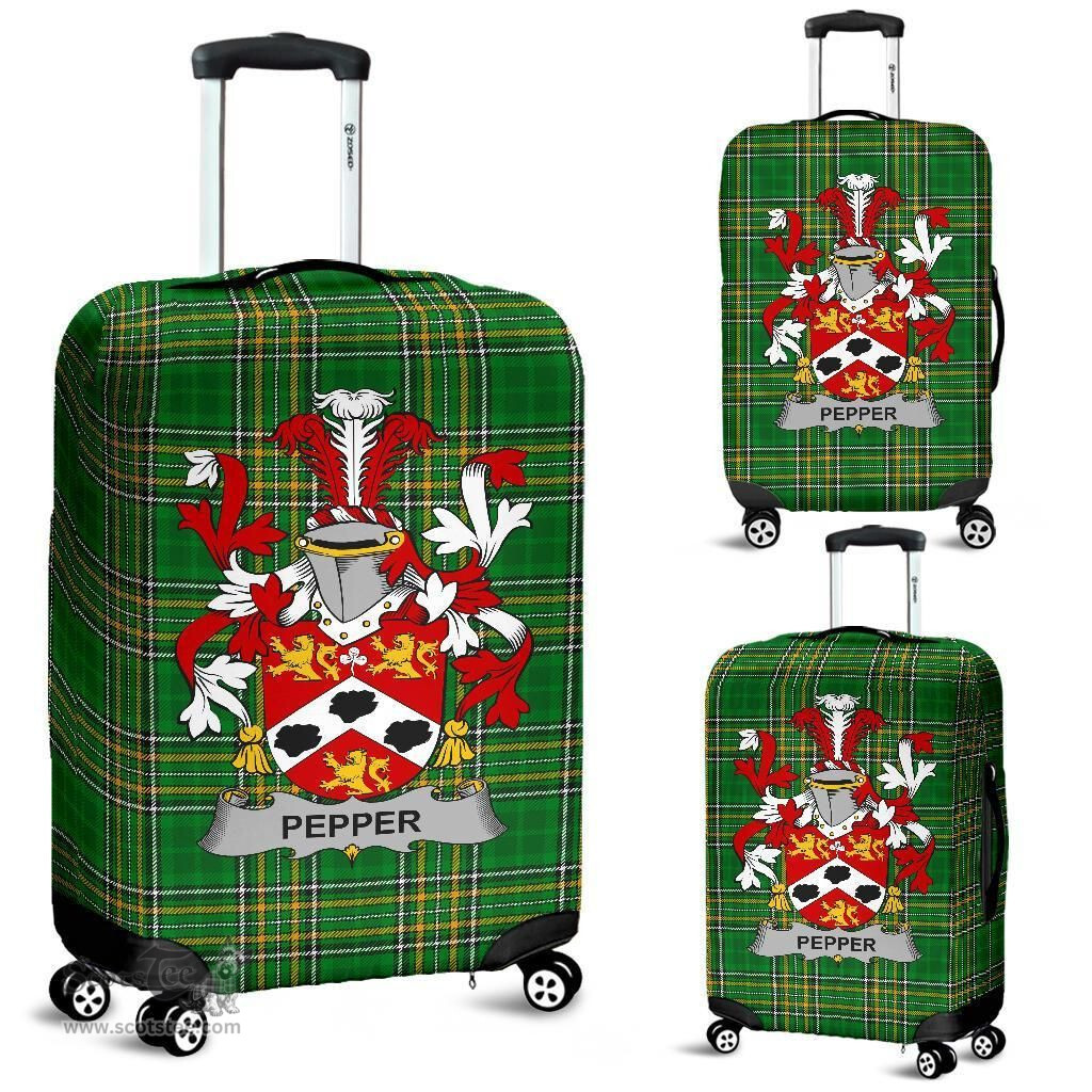 Irish Pepper Coat of Arms Family Crest Ireland Luggage Cover Irish National Tartan Irish County Luggage Cover