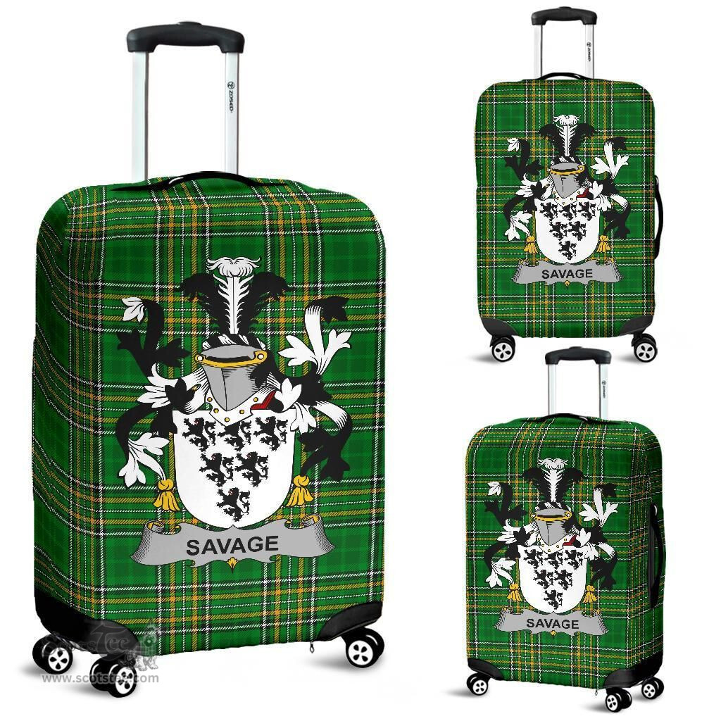Irish Savage Coat of Arms Family Crest Ireland Luggage Cover Irish National Tartan Irish County Luggage Cover