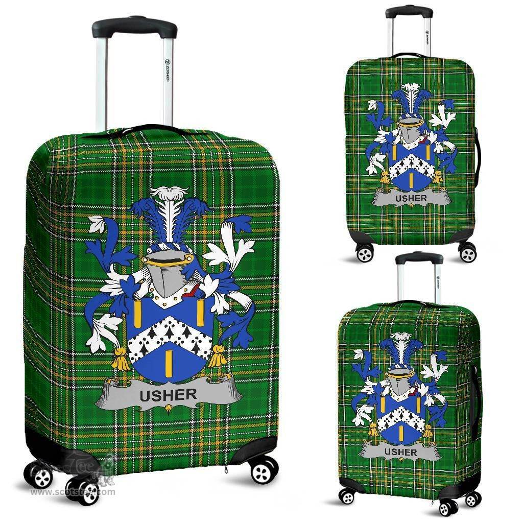 Irish Usher Coat of Arms Family Crest Ireland Luggage Cover Irish National Tartan Irish County Luggage Cover