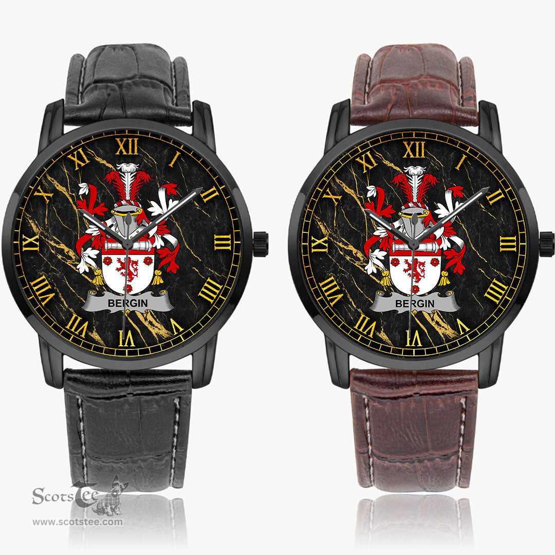 Irish Bergin or O Bergin Irish Coat of Arms Irish Watch Instafamous Quartz Leather Strap