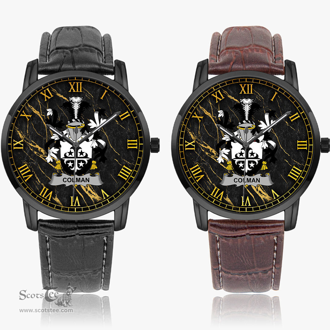 Irish Colman or McColman Irish Coat of Arms Irish Watch Instafamous Quartz Leather Strap