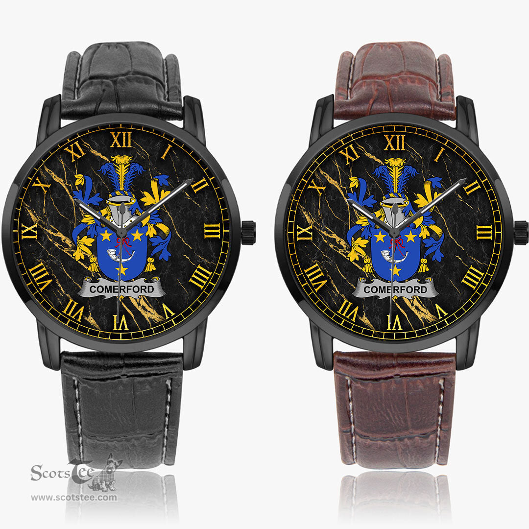 Irish Comerford Irish Coat of Arms Irish Watch Instafamous Quartz Leather Strap