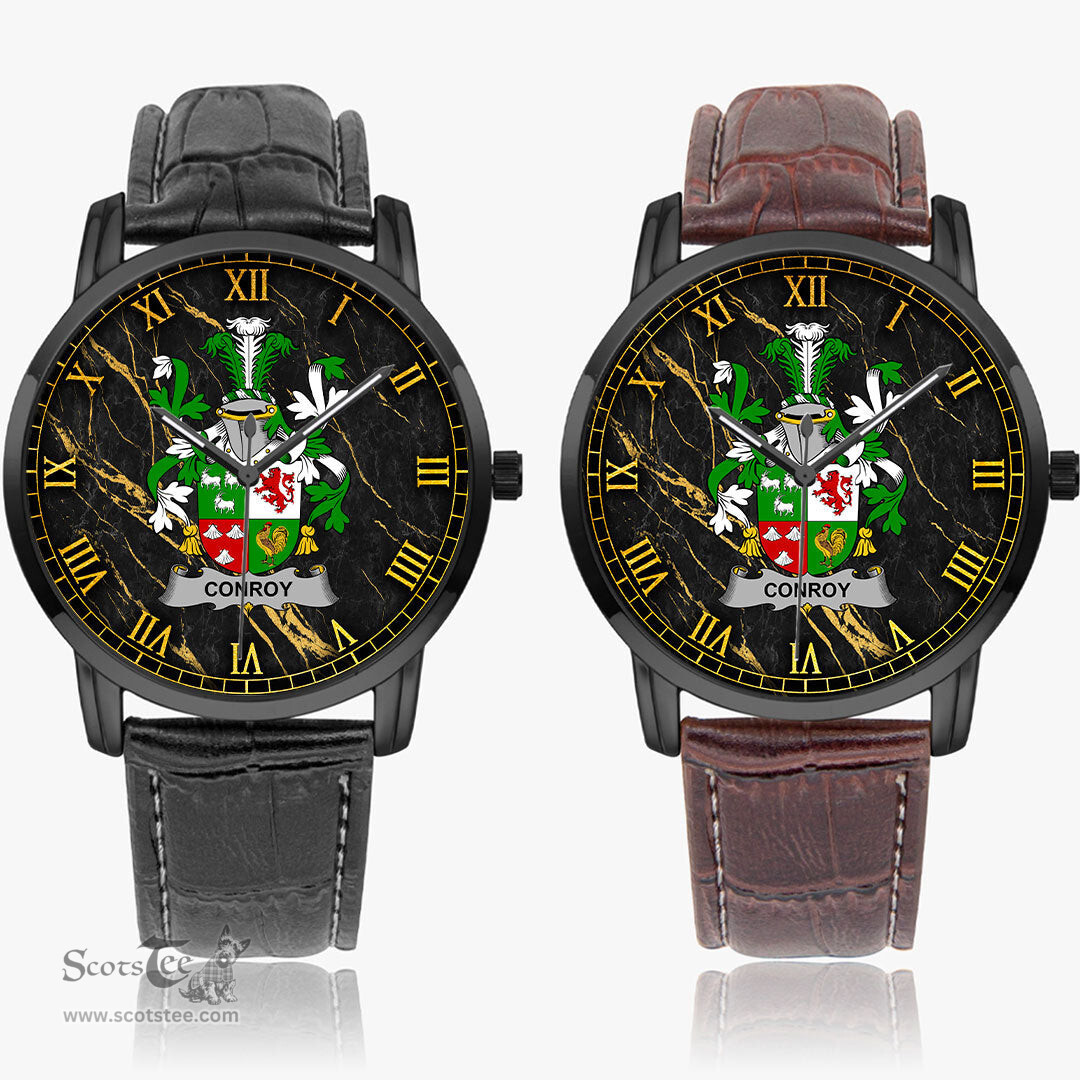 Irish Conroy or O Conry Irish Coat of Arms Irish Watch Instafamous Quartz Leather Strap