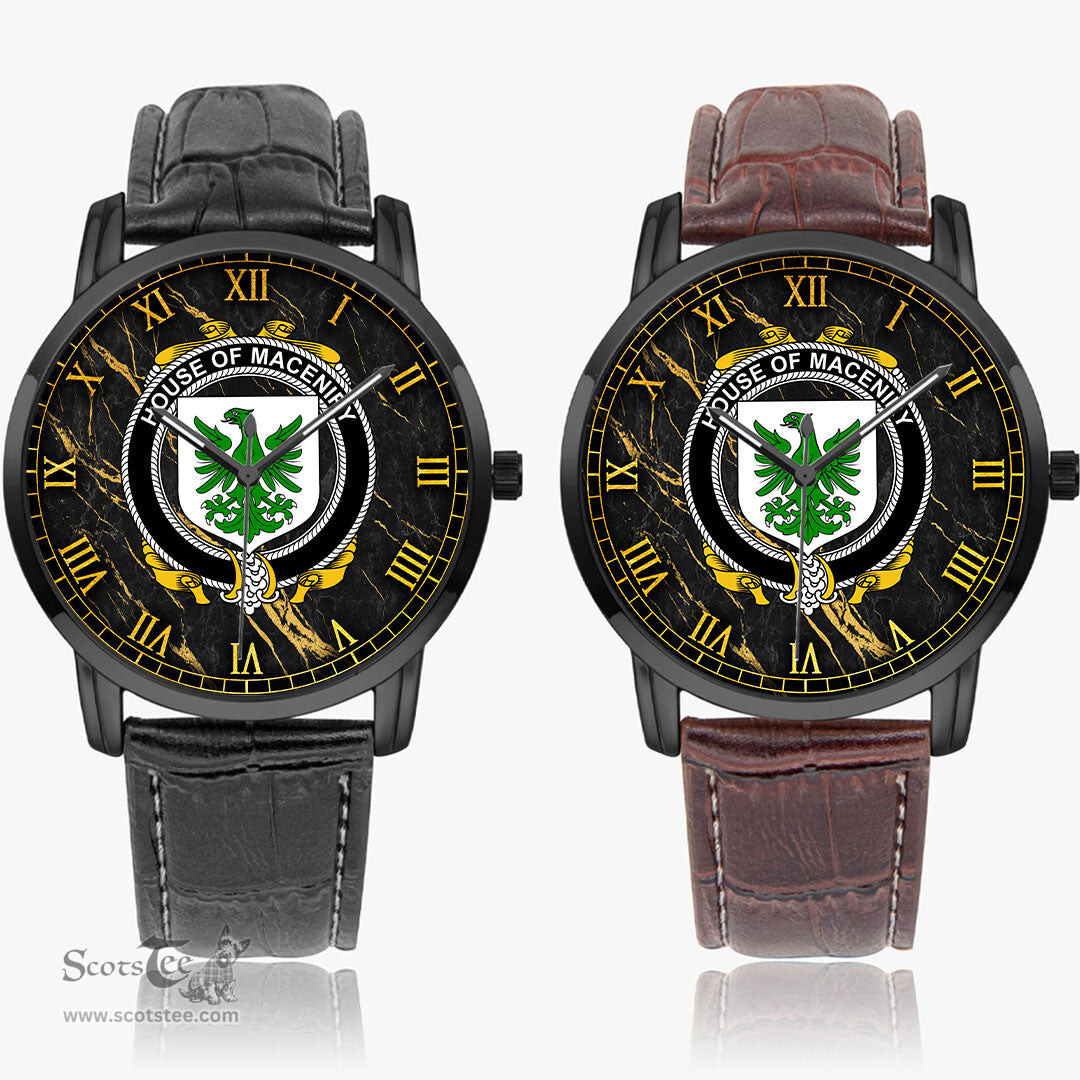 Irish House of MACENIRY Irish Coat of Arms Irish Watch Instafamous Quartz Leather Strap