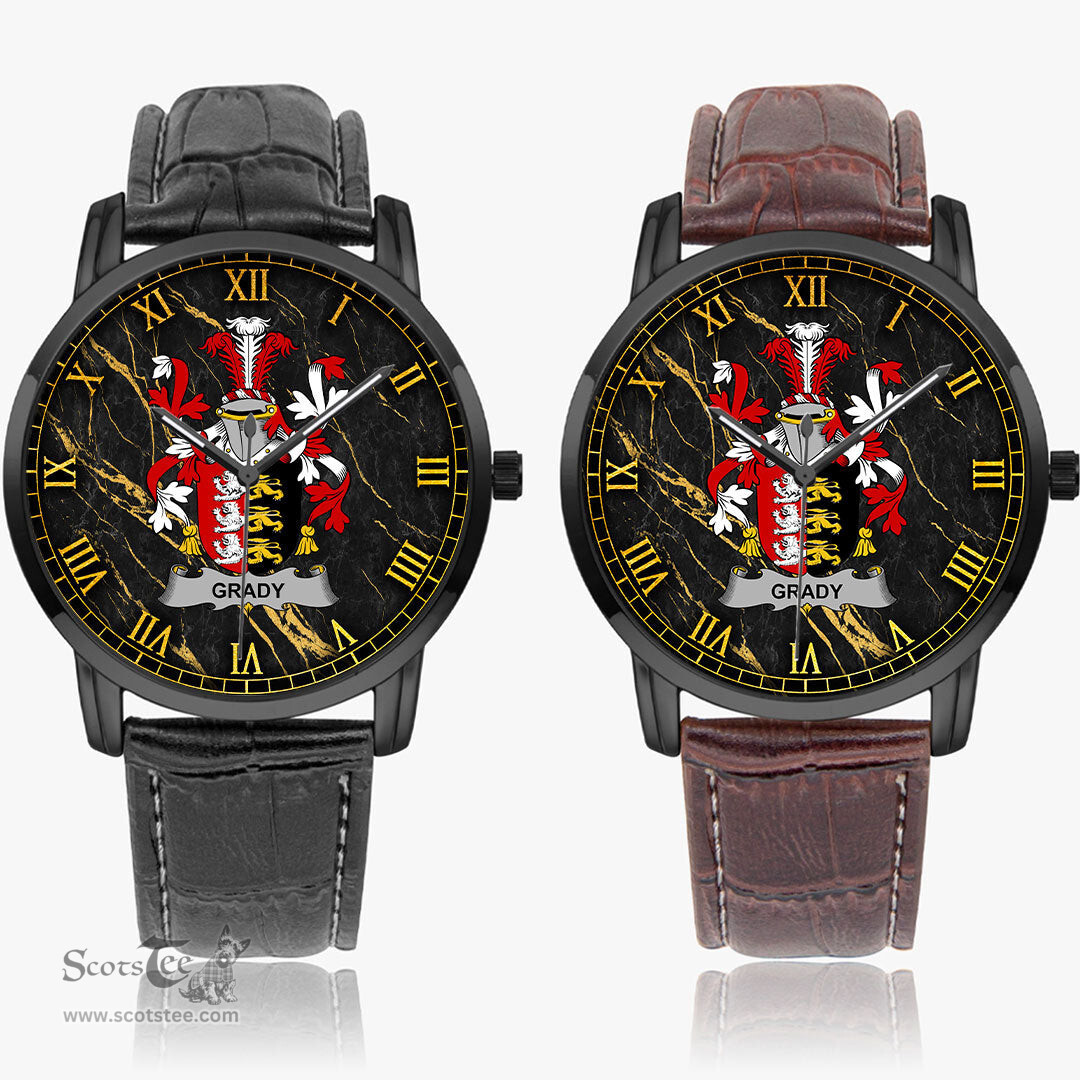 Irish Grady or O Grady Irish Coat of Arms Irish Watch Instafamous Quartz Leather Strap