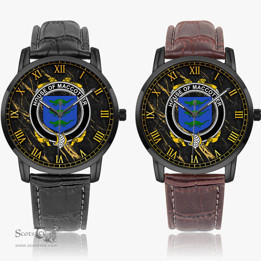 Irish House of MACCOTTER Irish Coat of Arms Irish Watch Instafamous Quartz Leather Strap