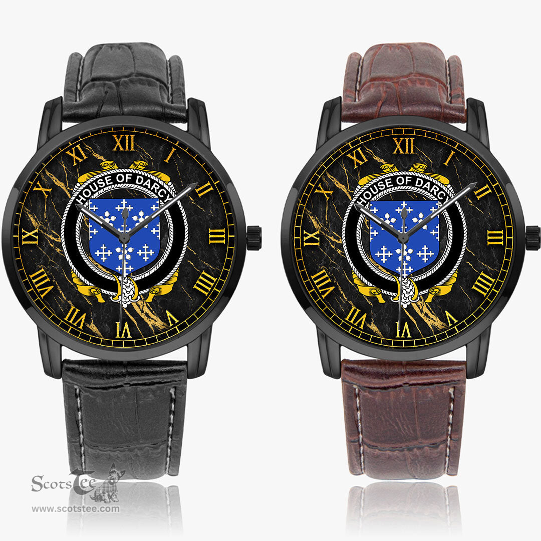 Irish House of DARCY Irish Coat of Arms Irish Watch Instafamous Quartz Leather Strap