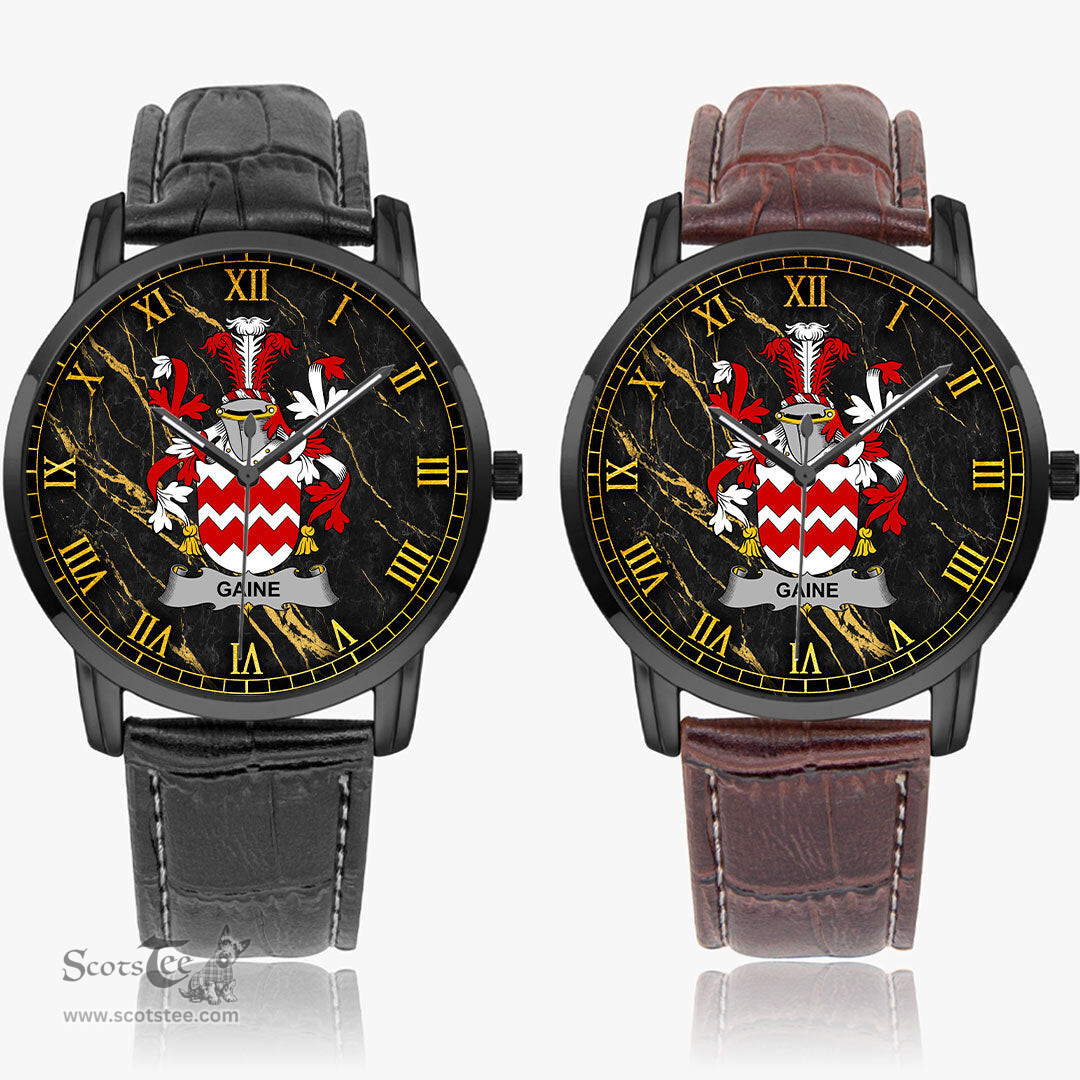 Irish Gaine or Gainey Irish Coat of Arms Irish Watch Instafamous Quartz Leather Strap