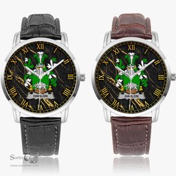 Irish Hanlon or O Hanlon Irish Coat of Arms Irish Watch Instafamous Quartz Leather Strap